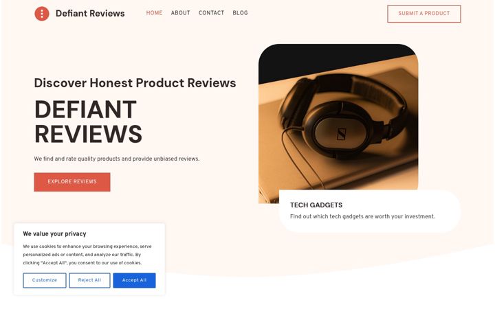 Screenshot of defiantreviews.com