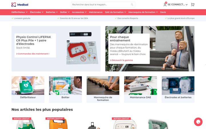 Screenshot of defibrillateurshop.be