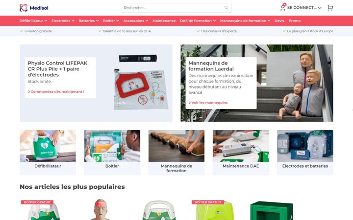 Ekraanipilt saidist defibrillateurshop.fr