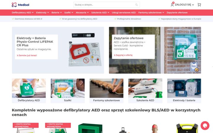 Ekraanipilt saidist defibrylatorshop.pl