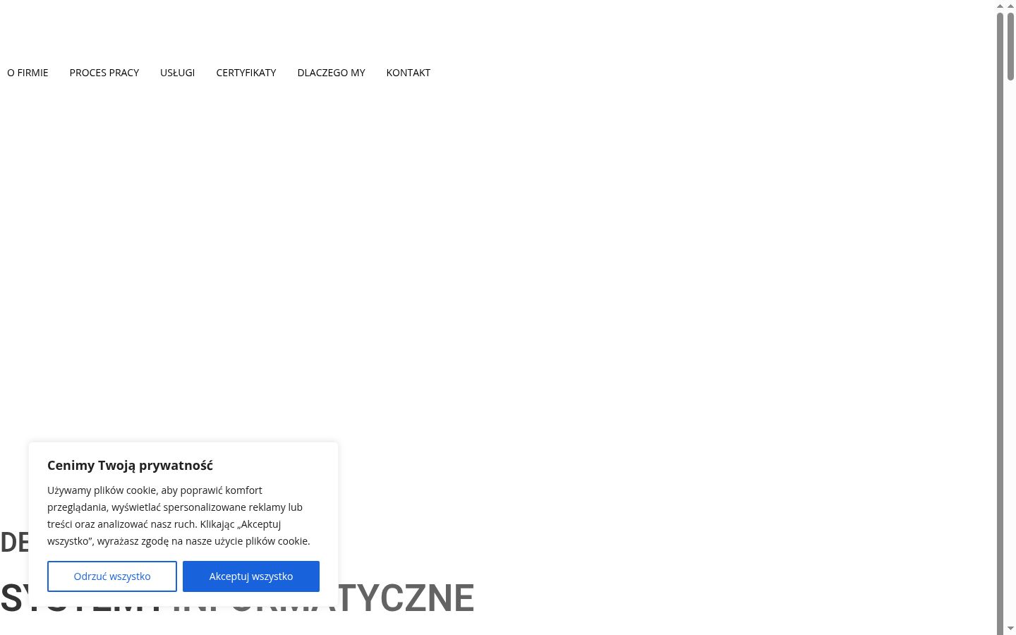 Zrzut ekranu banera zgody wyświetlanego przed jakąkolwiek interakcją