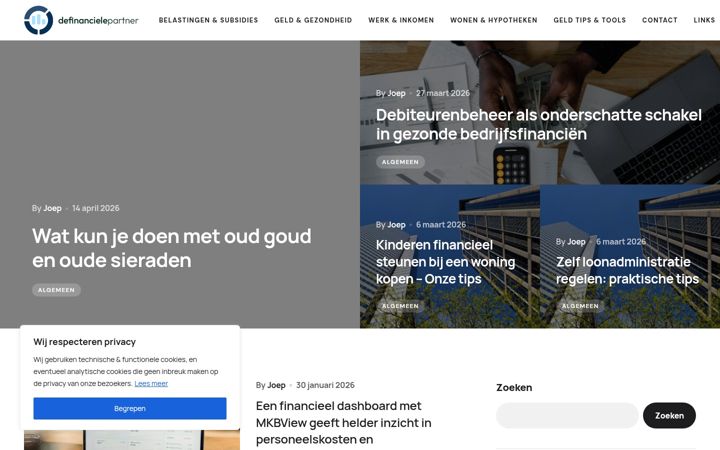 Screenshot stránky definancielepartner.nl