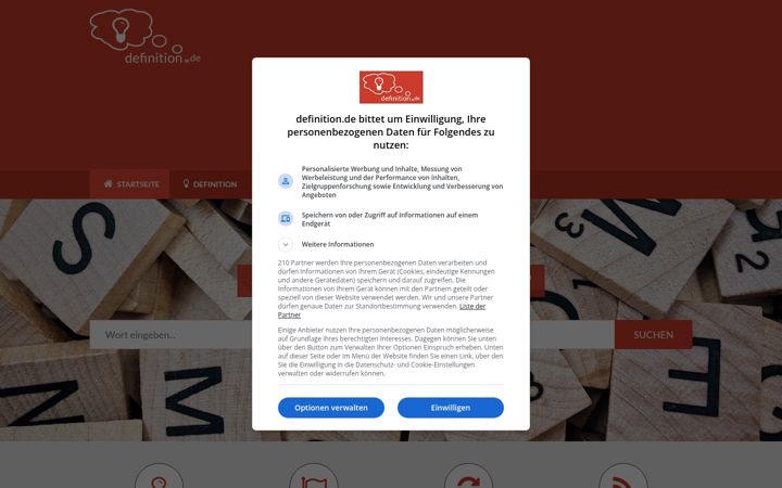 Screenshot of definition.de