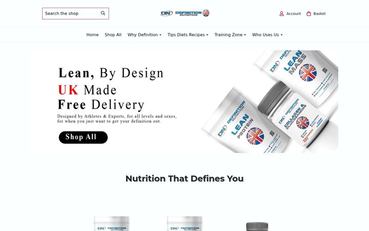 Ekraanipilt saidist definitionnutrition.co.uk