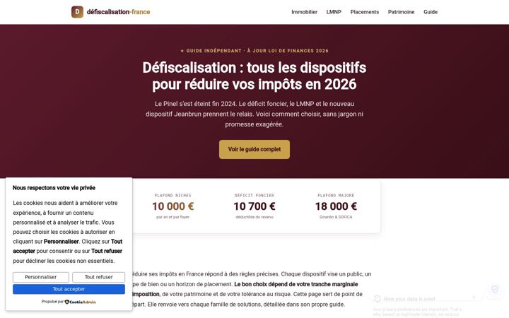 Screenshot of defiscalisation-france.fr