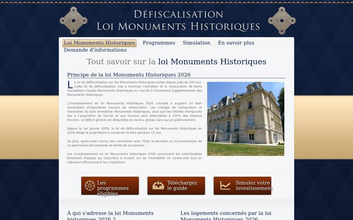 Captura de pantalla de defiscalisation-monuments-historiques.info