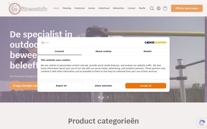 Screenshot stránky defitnesstuin.nl