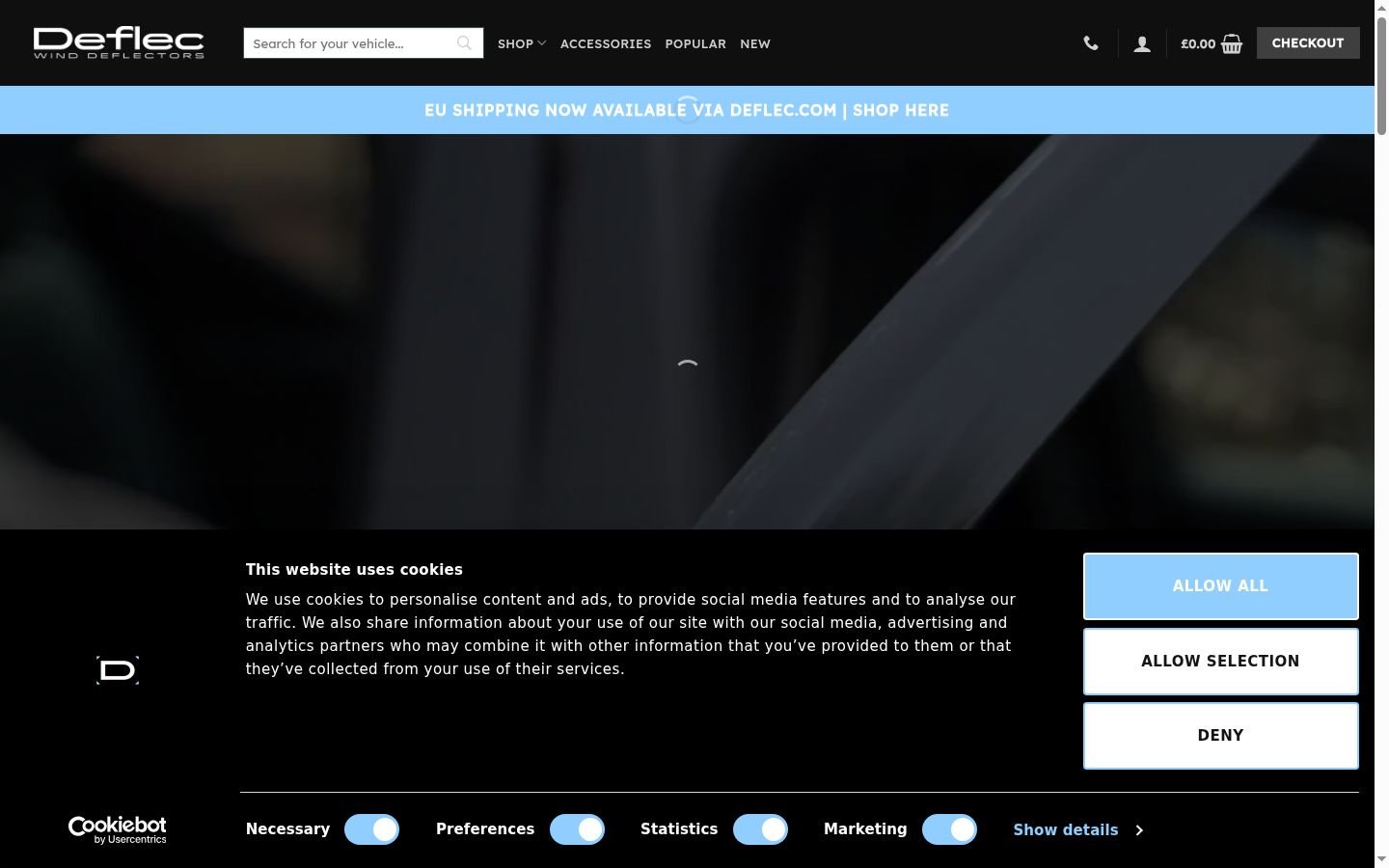 Screenshot of the consent banner shown before any interaction