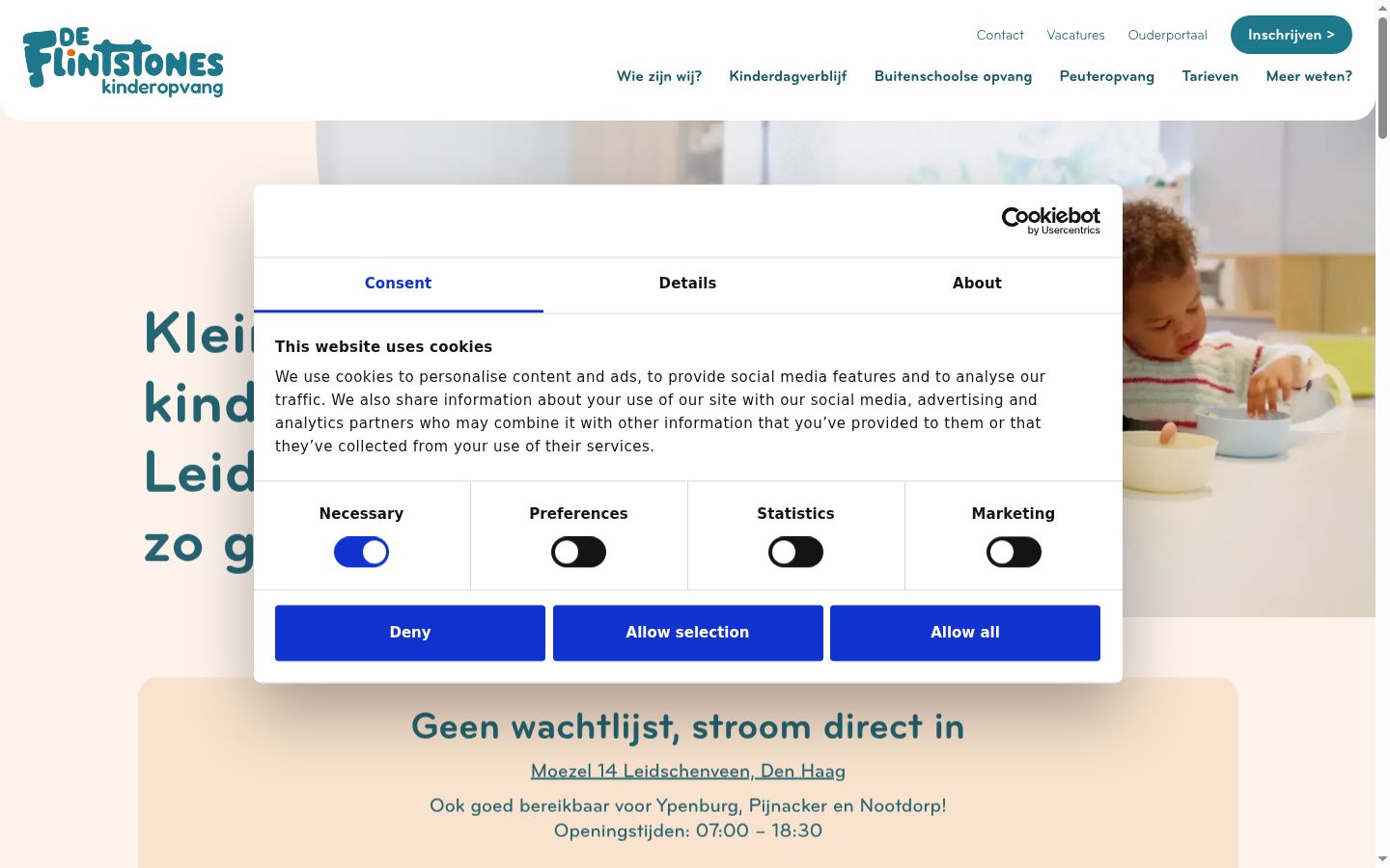 Screenshot of the consent banner shown before any interaction