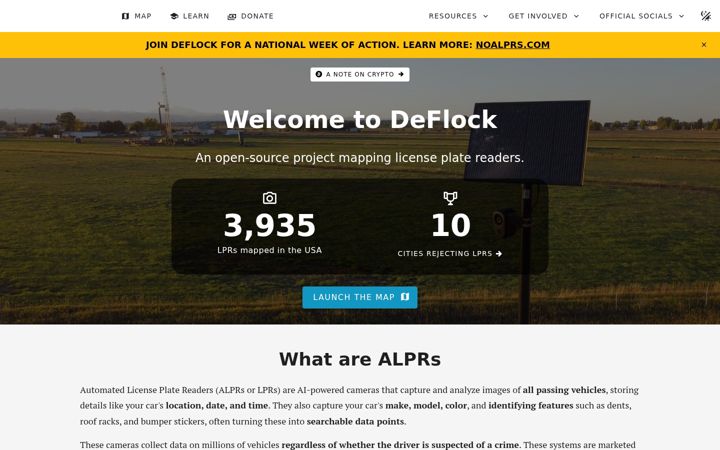 Screenshot of deflock.org