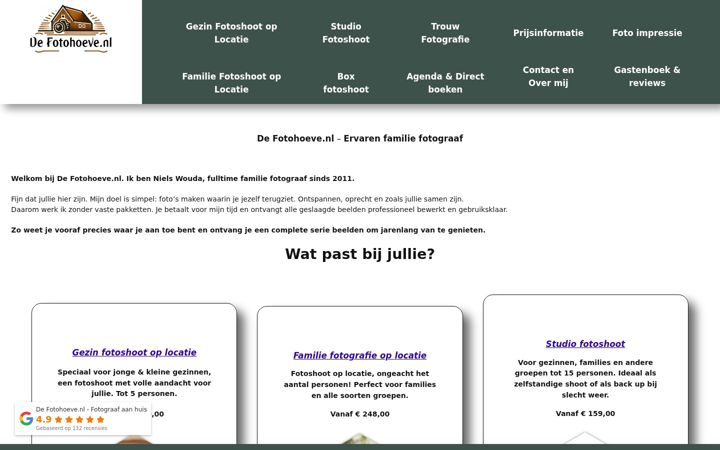 Screenshot stránky defotohoeve.nl