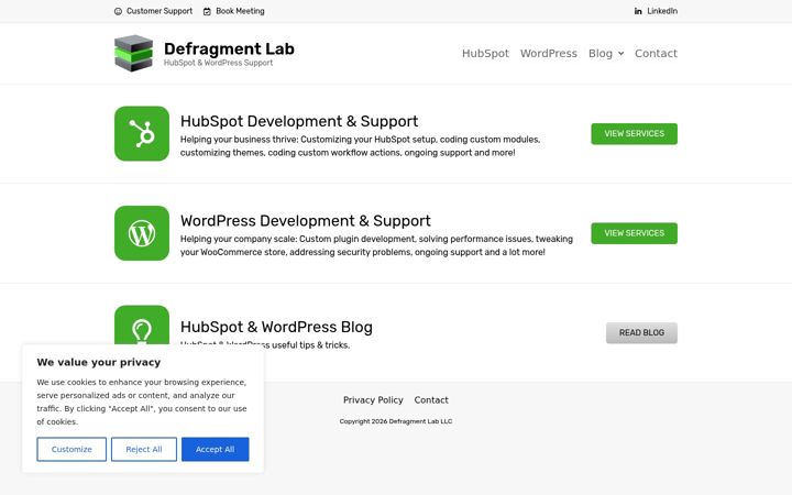 Screenshot of defragmentlab.com