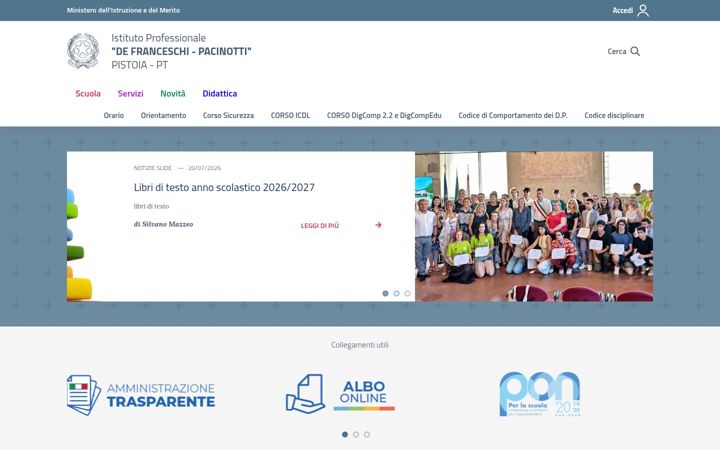 Screenshot of defranceschipacinotti.edu.it