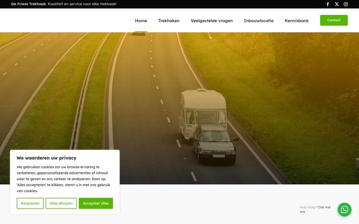 Screenshot stránky defriesetrekhaak.nl