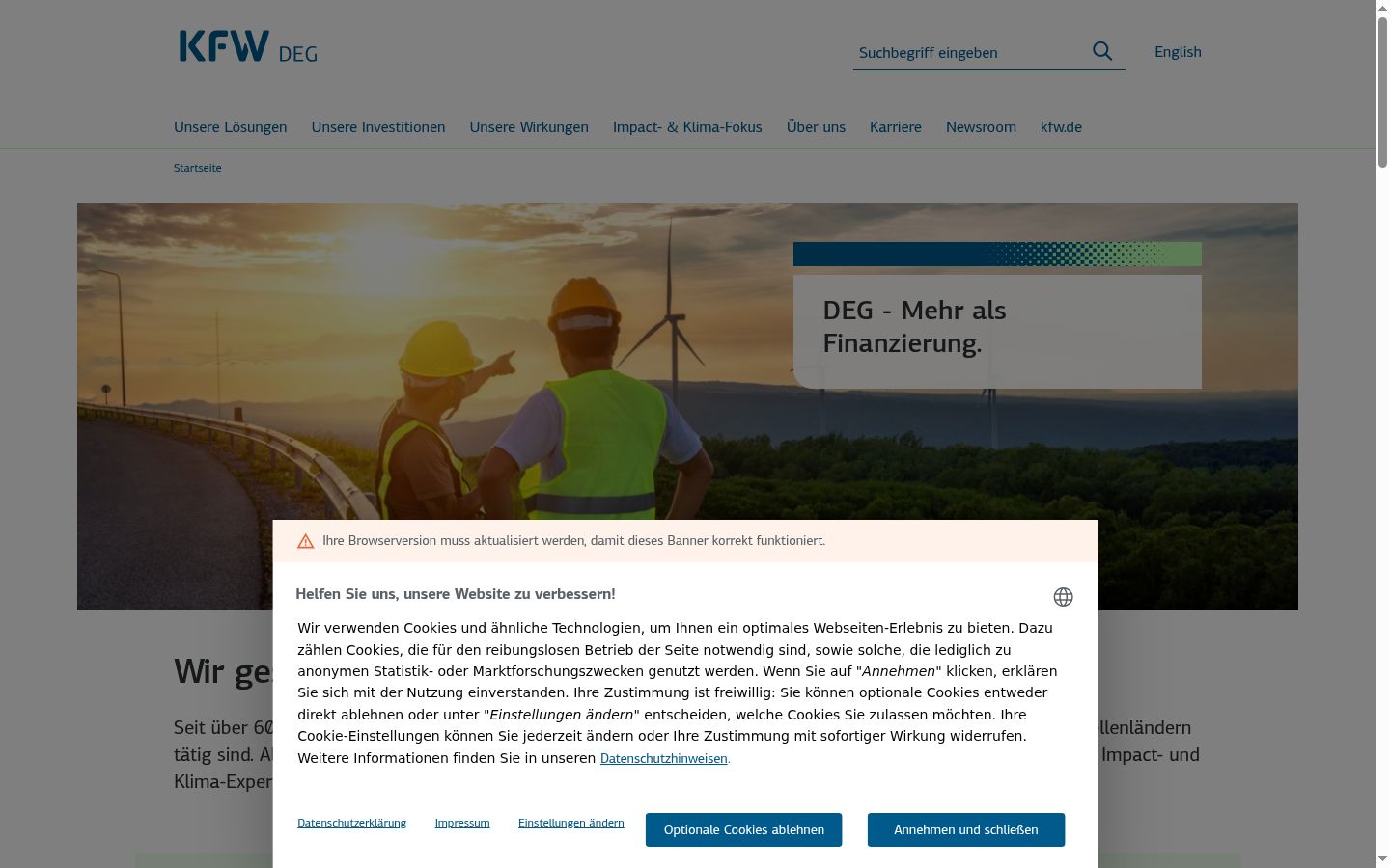 Screenshot of the consent banner shown before any interaction