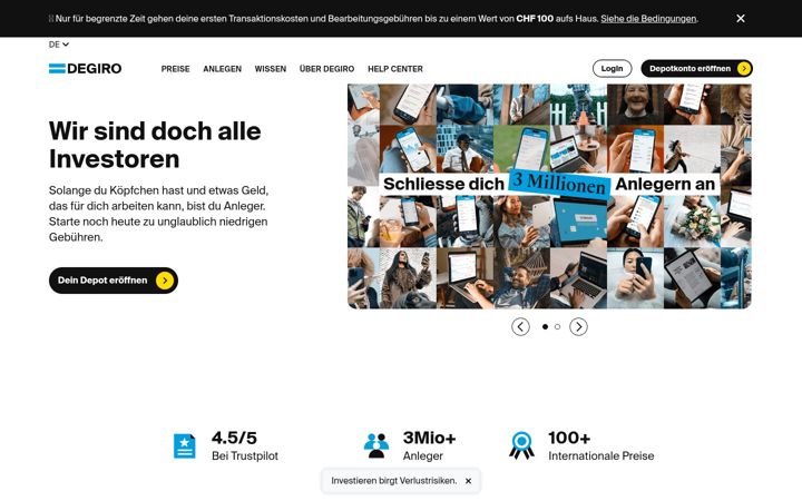 Screenshot of degiro.ch