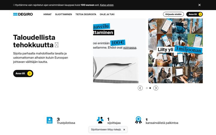 Skærmbillede af degiro.fi