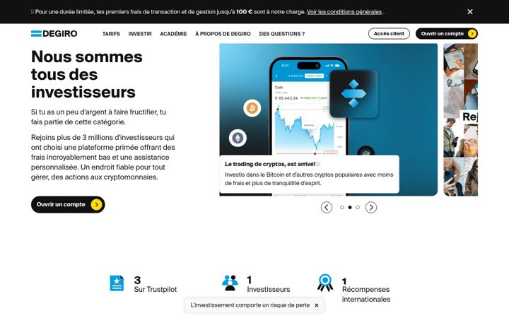 Screenshot of degiro.fr