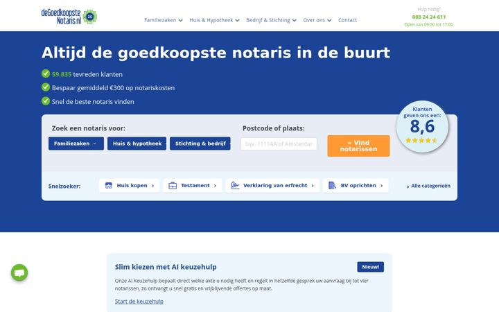Zrzut ekranu degoedkoopstenotaris.nl