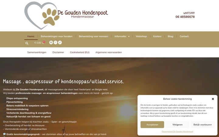 Screenshot von degoudenhondenpoot.nl