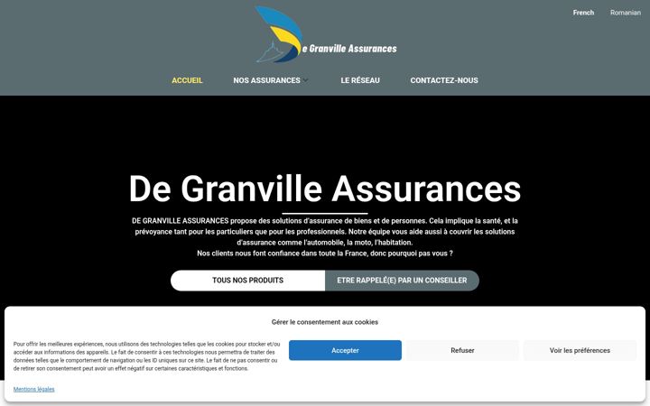 Posnetek zaslona degranvilleassurances.fr