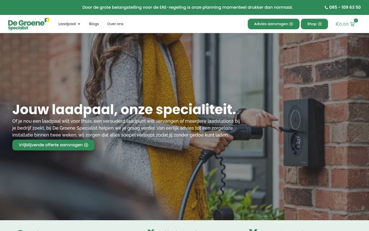 Screenshot von degroenespecialist.nl