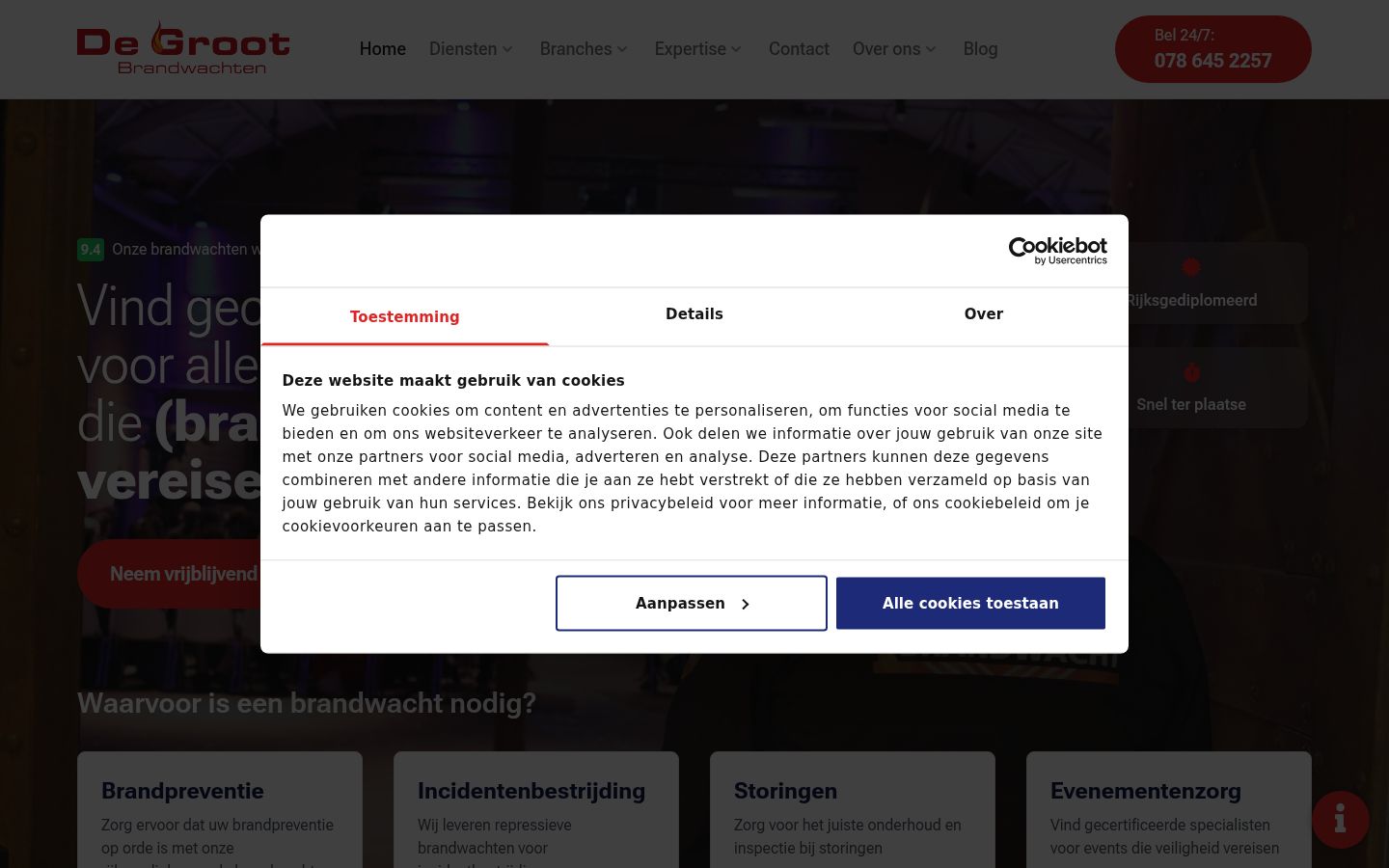 Screenshot des Einwilligungsbanners vor jeglicher Interaktion