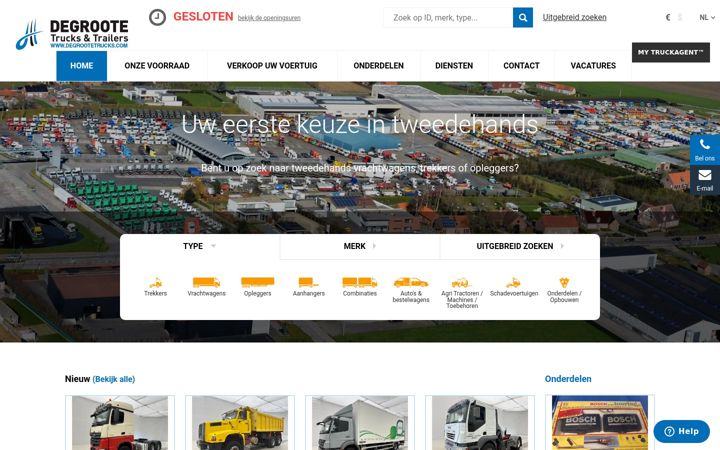 Screenshot of degrootetrucks.com