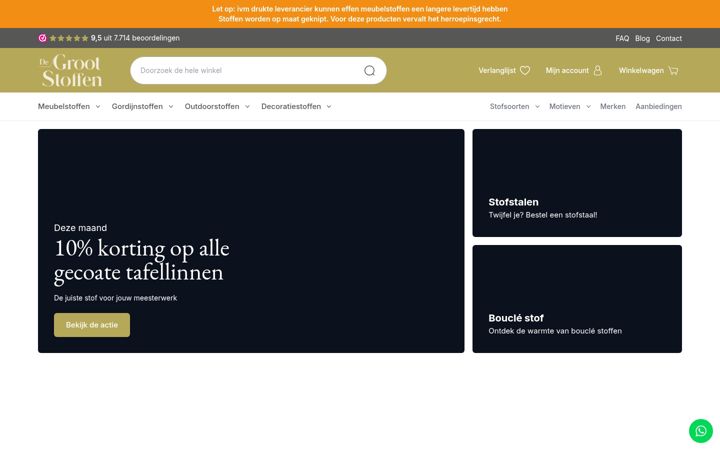 Screenshot von degrootstoffen.nl