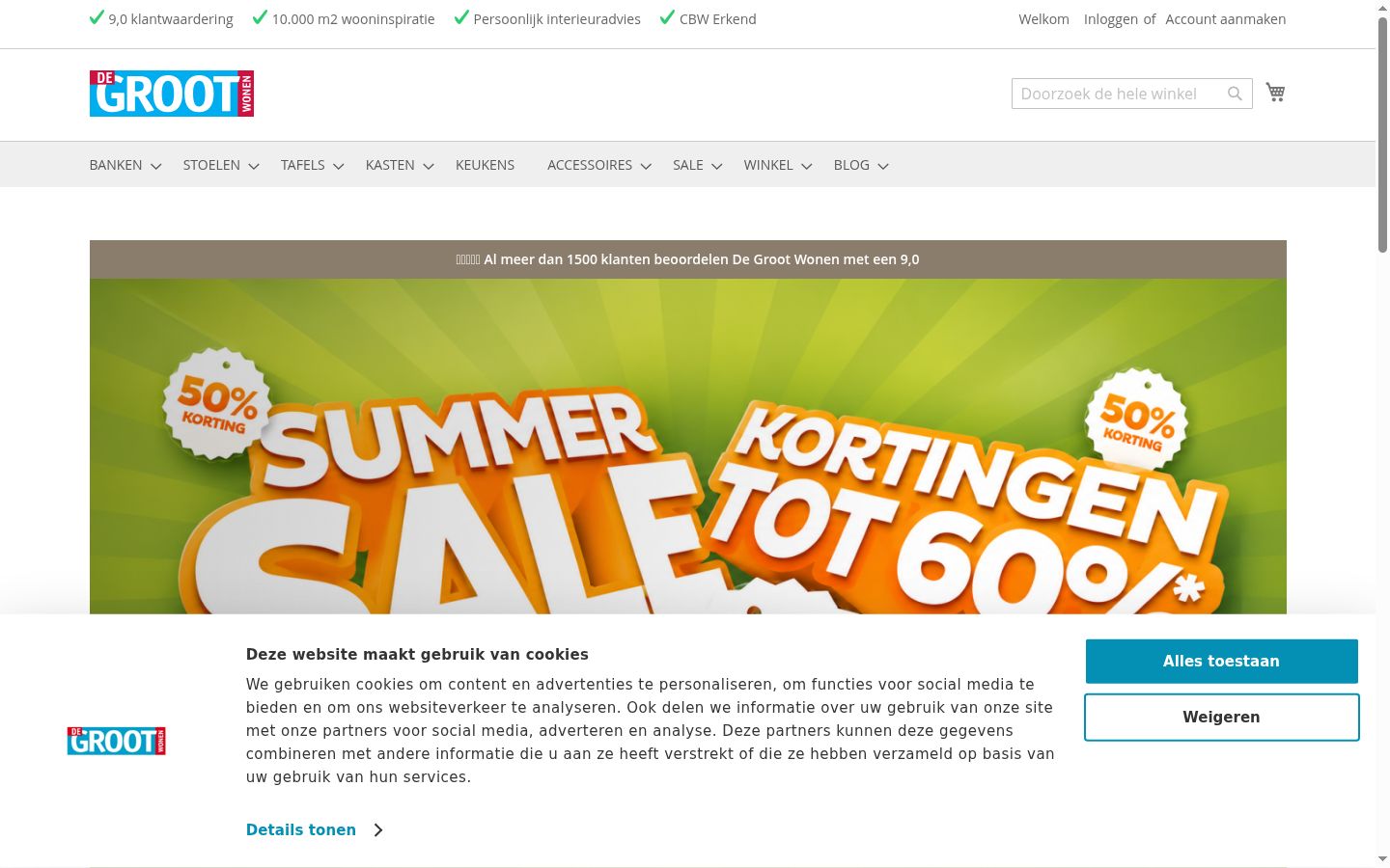 Screenshot des Einwilligungsbanners vor jeglicher Interaktion