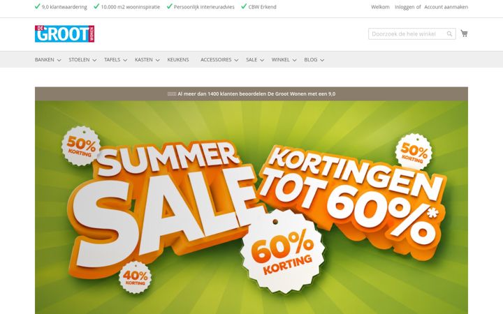 Screenshot von degrootwonen.nl