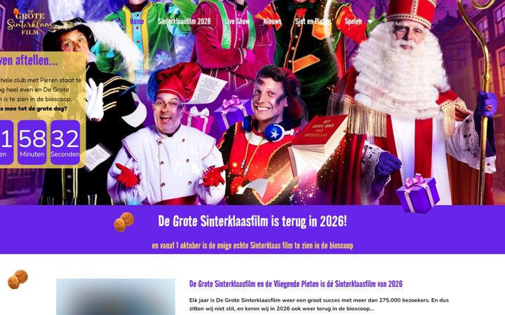 Skjermbilde av degrotesinterklaasfilm.nl