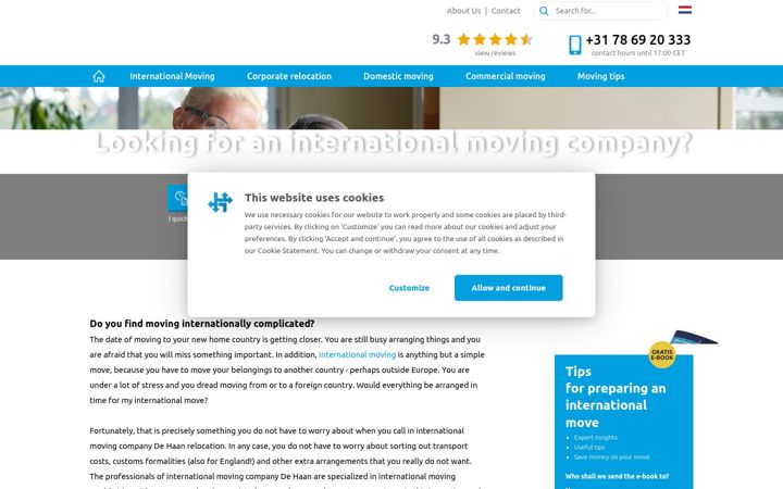 Screenshot of dehaan.nl