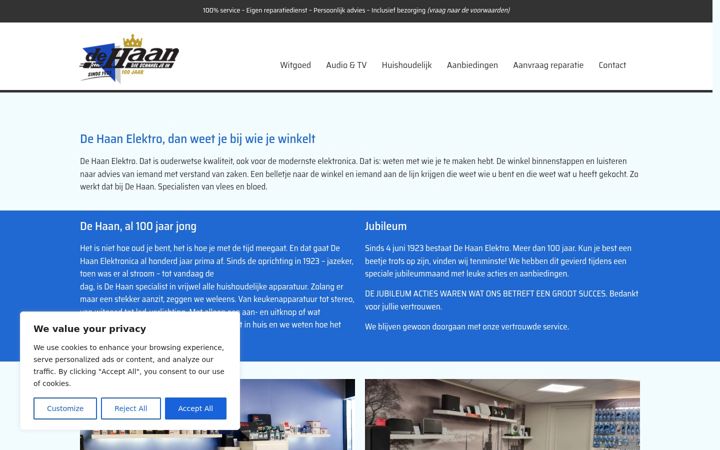 Skjermbilde av dehaanelektro.nl