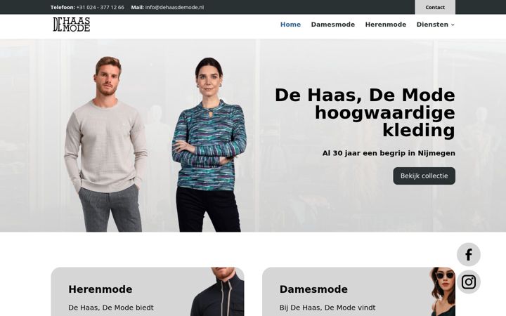 Captură de ecran a dehaasdemode.nl