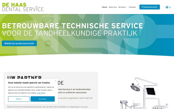 Captură de ecran a dehaasdentalservice.nl