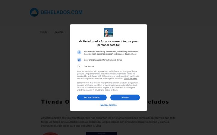 Screenshot of dehelados.com