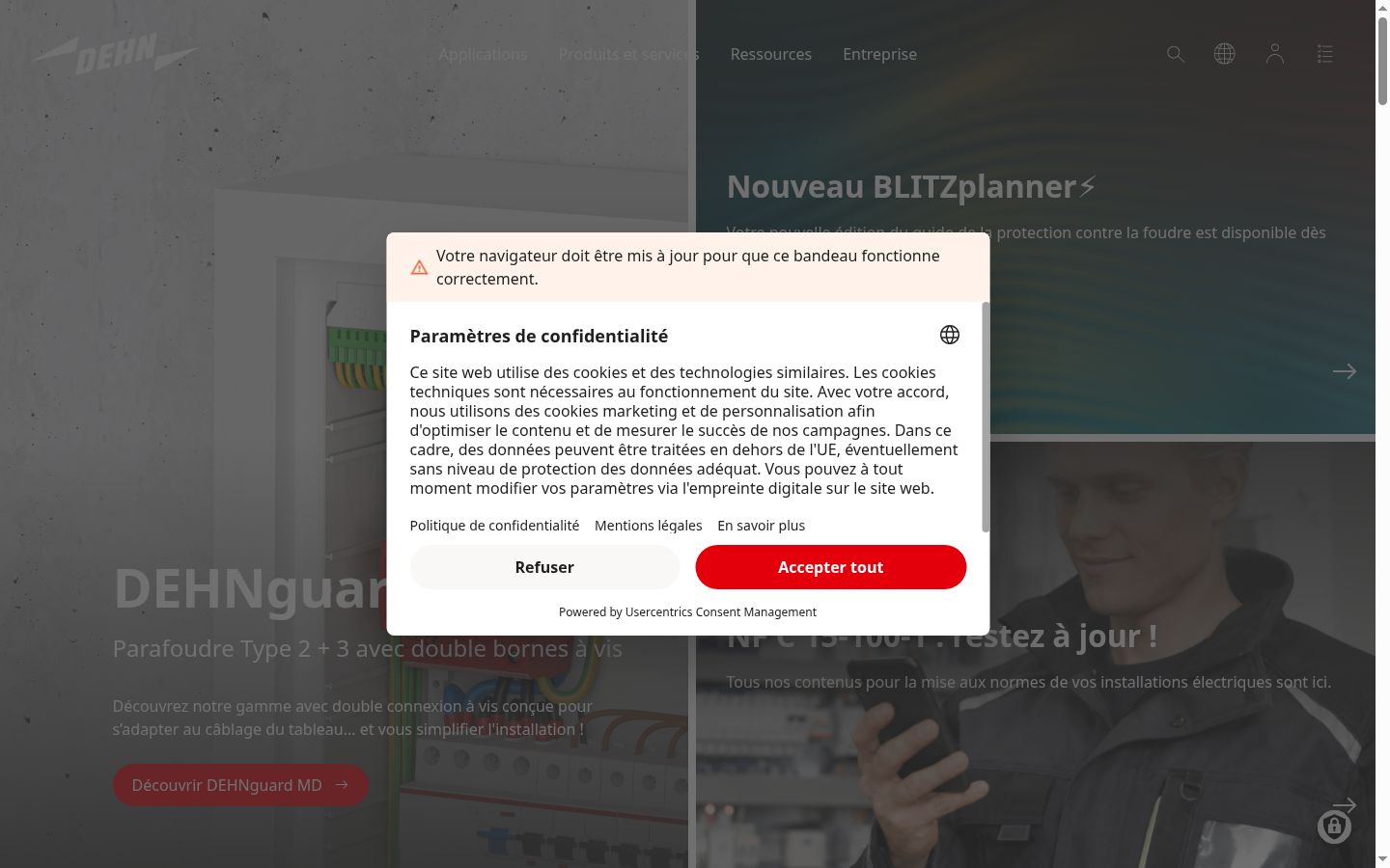 Screenshot of the consent banner shown before any interaction