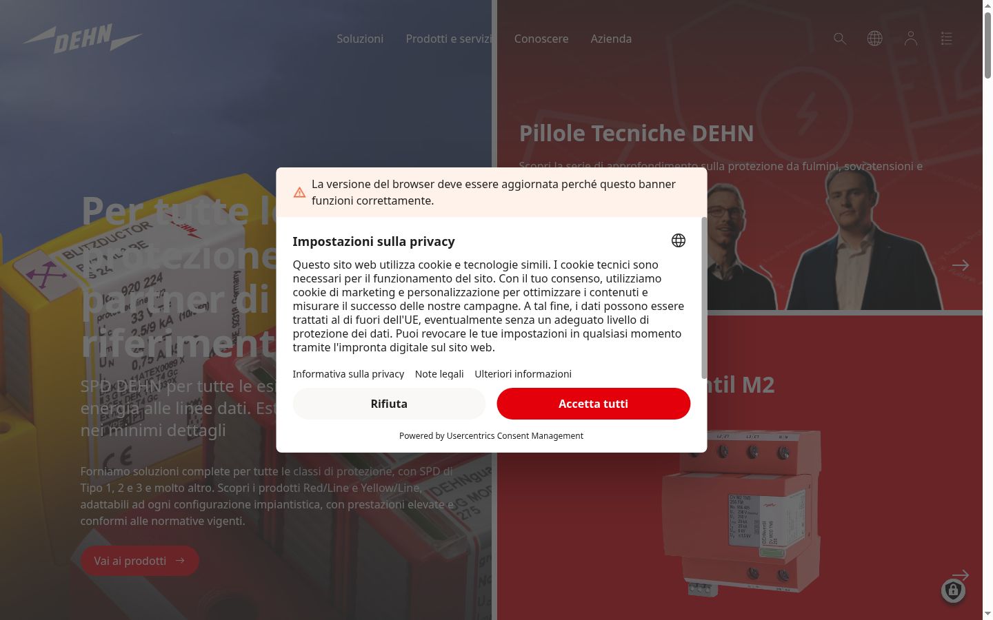 Snímek obrazovky baneru souhlasu zobrazeného před jakoukoli interakcí