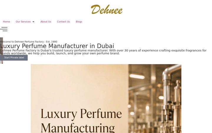 Screenshot of dehneeperfumefactory.com