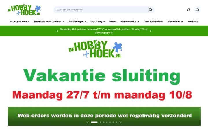 Screenshot di dehobbyhoek.nl