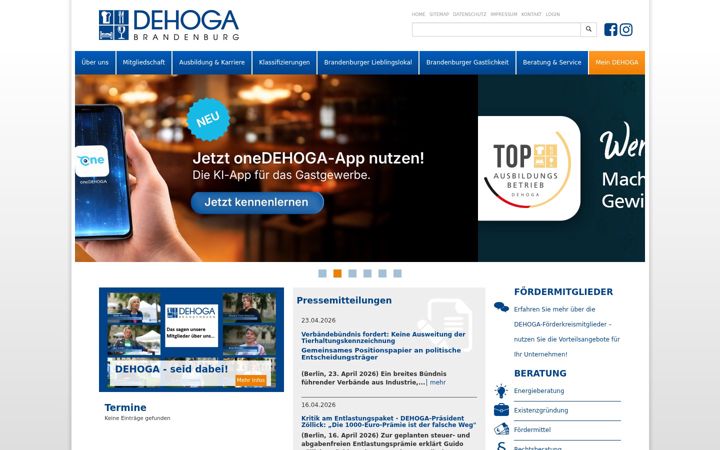 Screenshot of dehoga-brandenburg.de