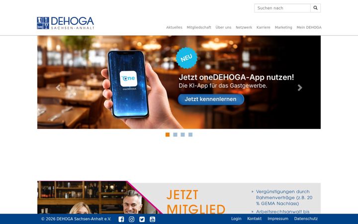 Screenshot of dehoga-sachsen-anhalt.de