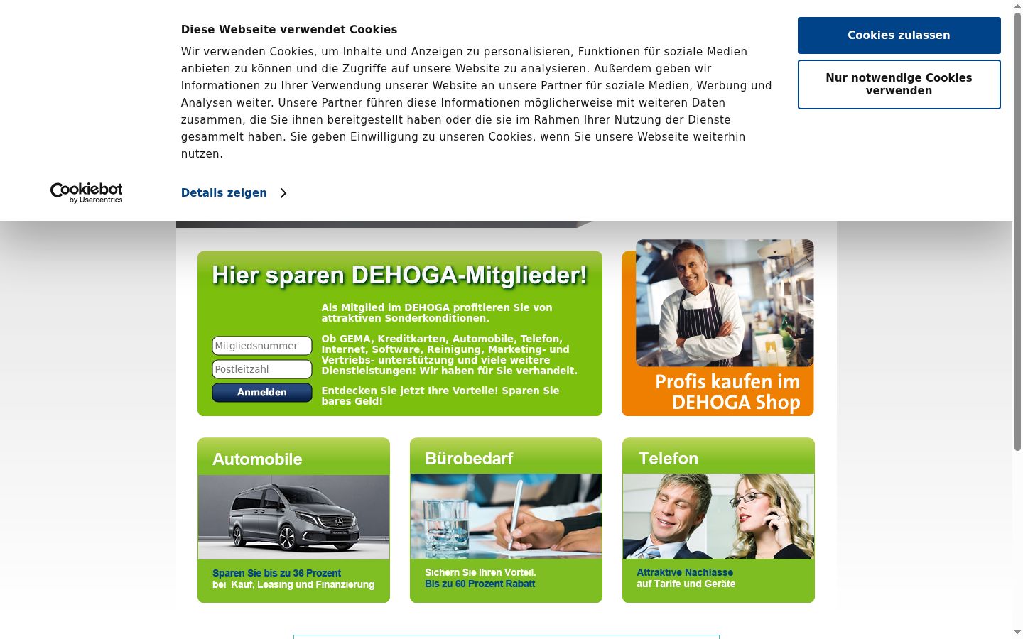 Screenshot des Einwilligungsbanners vor jeglicher Interaktion