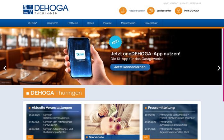 Screenshot of dehoga-thueringen.de