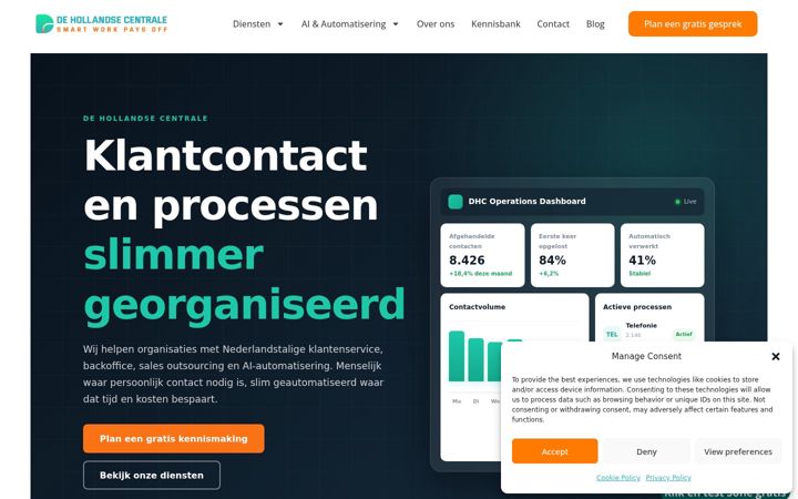 Skjermbilde av dehollandsecentrale.nl