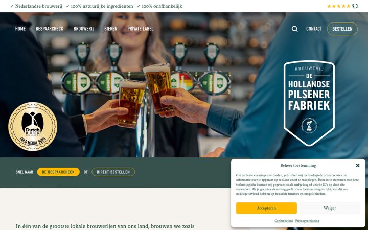 Skjermbilde av dehollandsepilsenerfabriek.nl