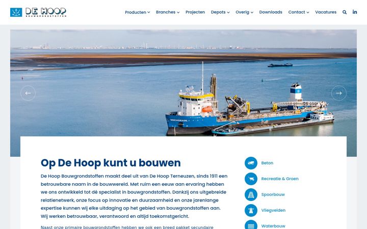 Skjermbilde av dehoop-bouwgrondstoffen.nl