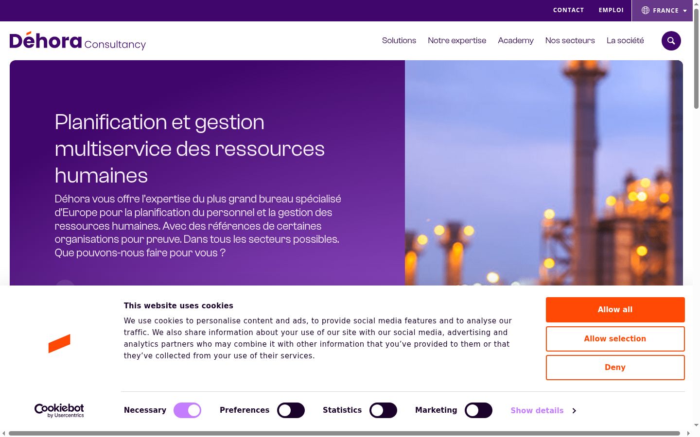 Screenshot of the consent banner shown before any interaction