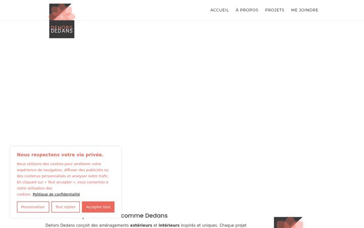 Screenshot of dehorsdedansdesign.com